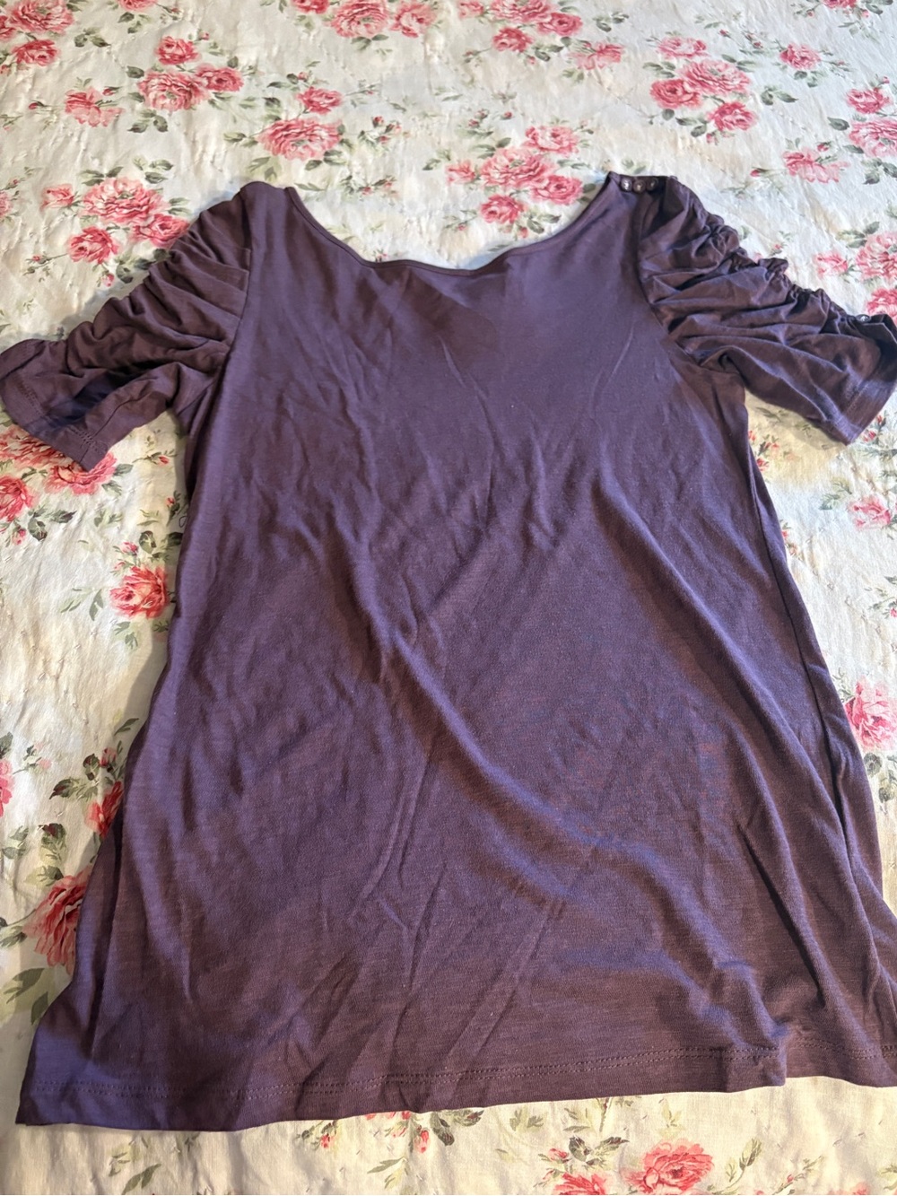 Urban Outfitters Purple Short Sleeve Tee with Ruched Sleeves
